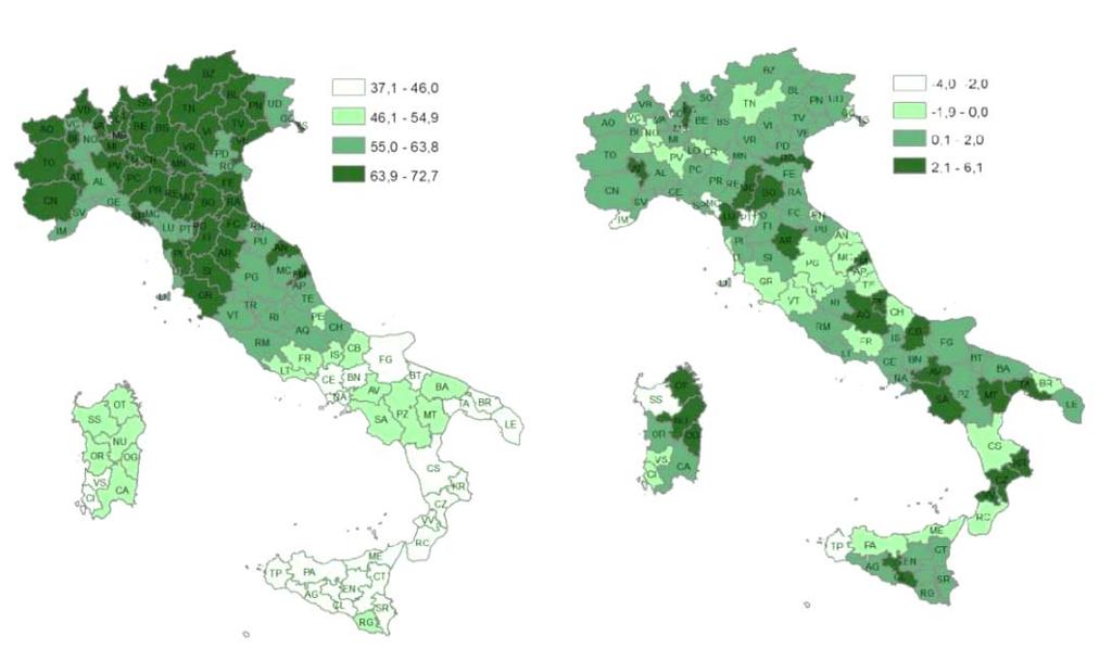 Tasso di OCCUPAZIONE 15-64 anni Indicatore, valori percentuali Variazioni in punti percentuali sul 2015 Mercato del lavoro: l offerta Istat Forze