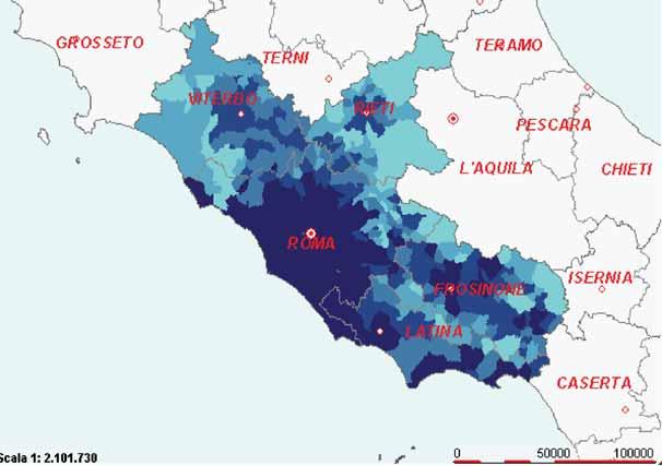 media 2006) Residenti al 31/12/2006 Peso percentuale di popolazione residente Viterbo 60 3.612 84,48 305.091 5,55 Rieti 73 2.749 56,36 154.