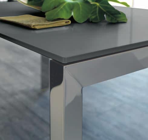 My Project table, 140 cm long with Diamante leg in chrome-plate finish, anthracite top in Velvet