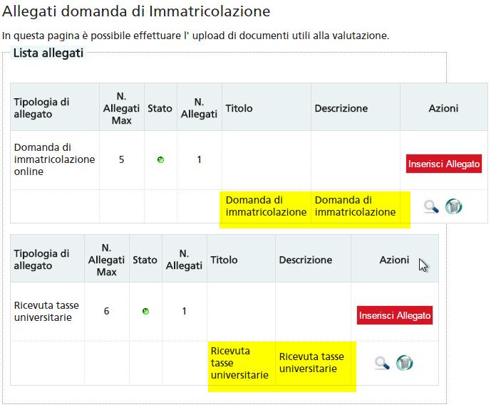 N.B.: non è necessario caricare la Dichiarazione degli esami da convalidare ("Dichiar./Autocert.