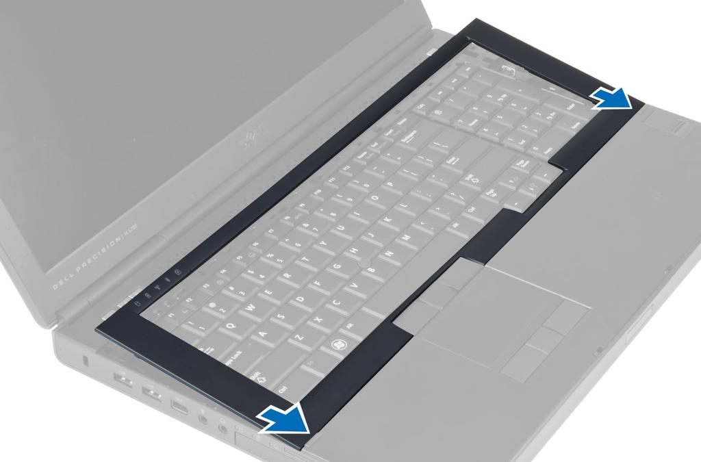Installazione della cornice della tastiera 1. Inserire la cornice della tastiera dal davanti e allineare la stessa nella posizione originale sul computer.