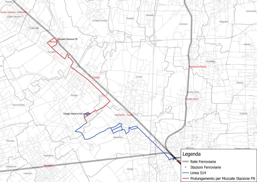 L ipotesi progettuale prevede il prolungamento delle corse da Cislago Massina alla stazione di Mozzate, rendendo in tal modo la linea Saronno-Mozzate.