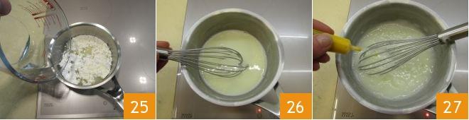 a rassodare. A questo punto la crema sarà già abbastanza solida (22) e potrete iniziare a preparare la glassa.