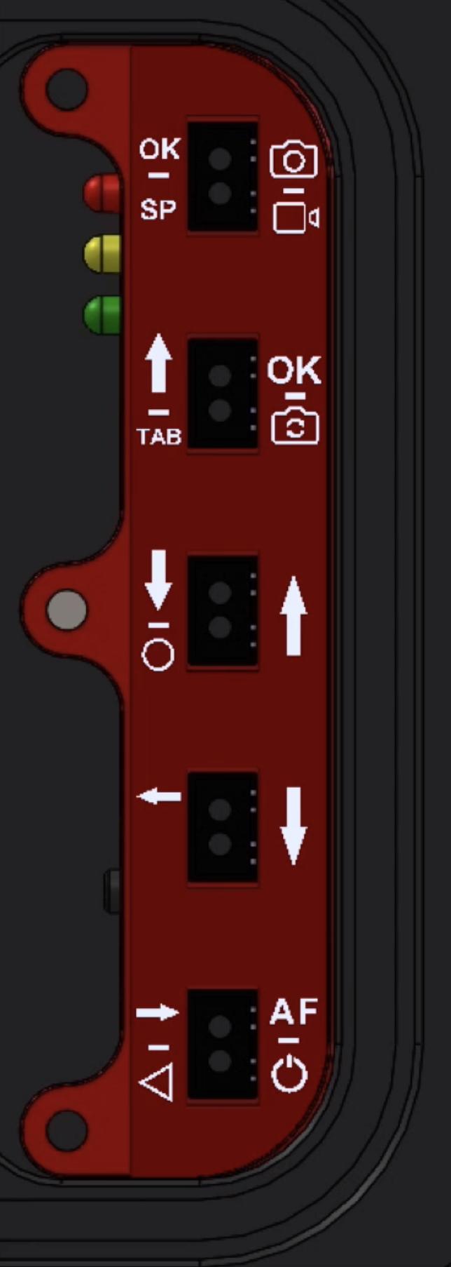 Comandi Diveshot: 1. Sensore di conferma (OK). Questo sensore conferma la selezione e apre il relativo menu o conferma il parametro selezionato.