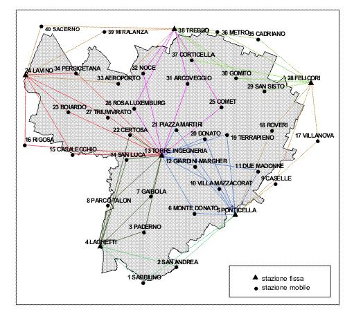 Figura 2 Rete a maglia 3 km c) Reti di raffittimento Il Comune di Bologna ha appaltato il servizio per l elaborazione della nuova cartografia numerica del territorio comunale al fine di utilizzarla