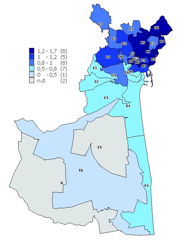 Figura 16: Mappa dei differenziali delle