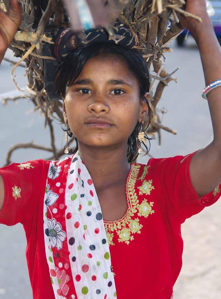 Sopra / Oben: India - Ragazza con fascina di legna / Indien Mädchen mit Holzbündel