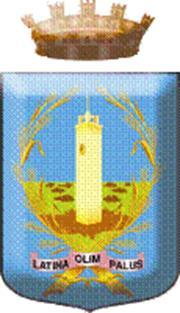 Stemma di Latina Nel centro di uno scudo, a fondo azzurro, campeggia la torre civica, emergente dalla palude.