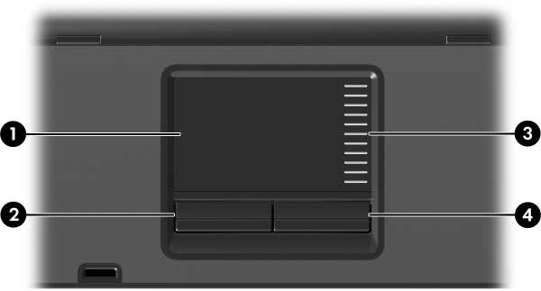 Dispositivi di puntamento TouchPad (solo su alcuni modelli) 1 TouchPad* Consente di spostare il puntatore e di selezionare e attivare gli elementi sullo schermo.