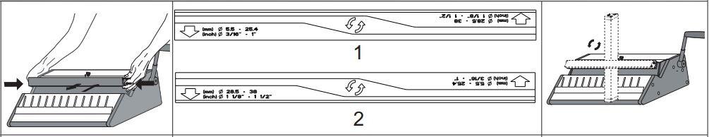 UTILIZZO Caratteristiche: Macchina rilegatrice manuale per spirali tagliate RENZ RING WIRE in tutti i passi Dal Ø 3/16 fino al 1-1/2 (5,5 38 mm.) Spessore massimo rilegabile pari a 34 mm.
