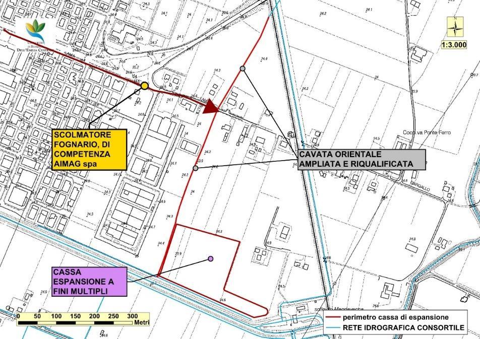 Planimetria di intervento - Localizzazione degli interventi lungo la CAVATA ORIENTALE che andranno a