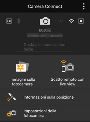 Controllo della fotocamera con uno smartphone È possibile utilizzare uno smartphone con Camera Connect installato per visualizzare le immagini memorizzate sulla fotocamera e scattare foto in remoto.