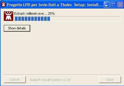 INSTALLAZIONE SULLA POSTAZIONE DI LAVORO L eseguibile di integrazione a Thales (file Setup_LPDThales.exe) deve essere installato su una versione di Millewin 13.38.