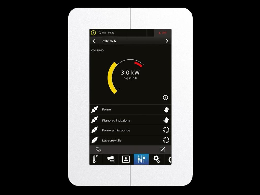 Oltre al controllo e alla gestione semplificata di luci, automazioni, scenari e centrale di allarme ETH-AL01 Kblue, il nuovo display touch 7