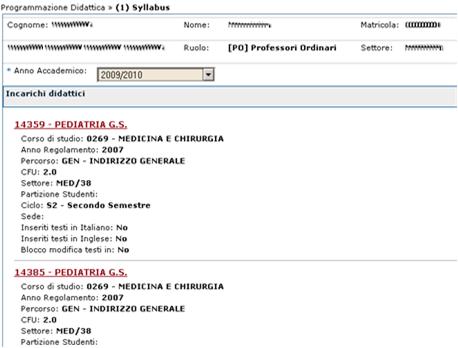 2. La funzione Syllabus è accessibile tramite l apposita voce del menù, che risulta disponibile solo per gli utenti che sono configurati come docenti.