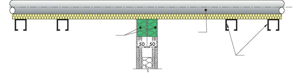 Sigillatura di attraversamenti: Tubi metallici con isolamento CS (continuo attraversante), installati in qualsiasi posizione nell'apertura, con PANNELLO 1-S di spessore 50 mm su entrambi i lati della
