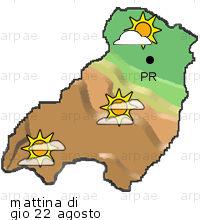 bollettino meteo per la provincia di Parma weather forecast for the Parma province Temp MAX 33 C 26 C Pioggia Rain 0-5mm 0-5mm Vento Wind 65km/h 57km/h Temp.