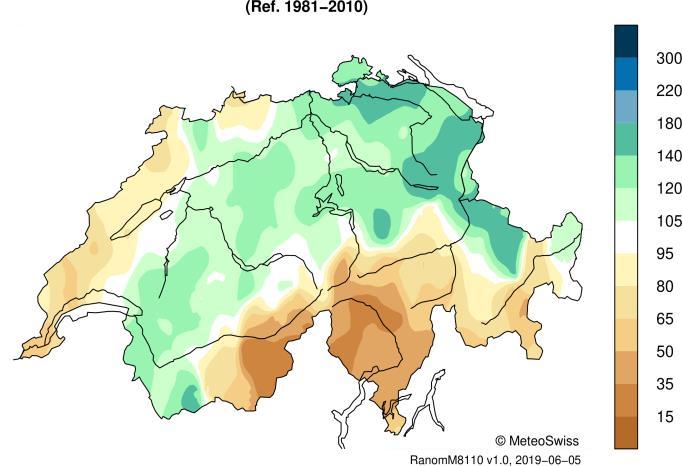 MeteoSvizzera Bollettino del clima maggio 2019 6 Temperatura, precipitazioni e soleggiamento, maggio 2019 Valori rilevati Deviazione dalla