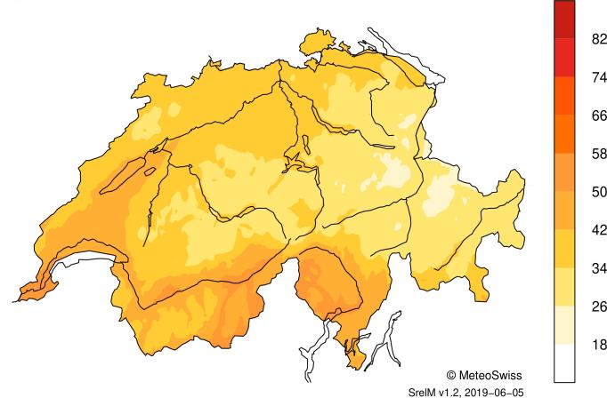 della norma % del soleggiamento mensile possibile Soleggiamento mensile in % della norma Distribuzione della temperatura, precipitazioni e