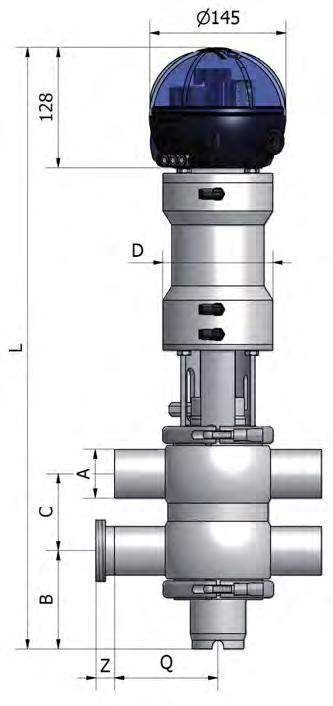 pmo DimenSioni mm DimenSionS mm B 145 mm L B C 128 mm A D Z Q S/S clamp dn A b C d L q Z 1 1/2 38.1x1.5 90.5 67 146 630.5 95 12.7 2 50.8x1.5 103 80 146 662.5 110 12.7 2 1/2 63.5x2 126,5 106 169 804.