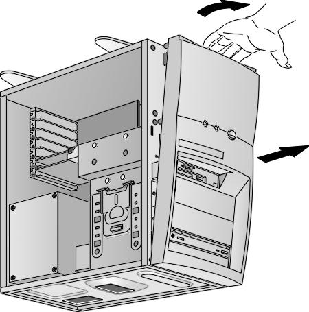 Installazione di un unità Zip, CD-ROM o a nastro su mensola frontale Modello mintower ATTENZIONE Per evitare scosse o danni alla vista prodotti dalla luce al laser dell unità CD-ROM, non aprire il