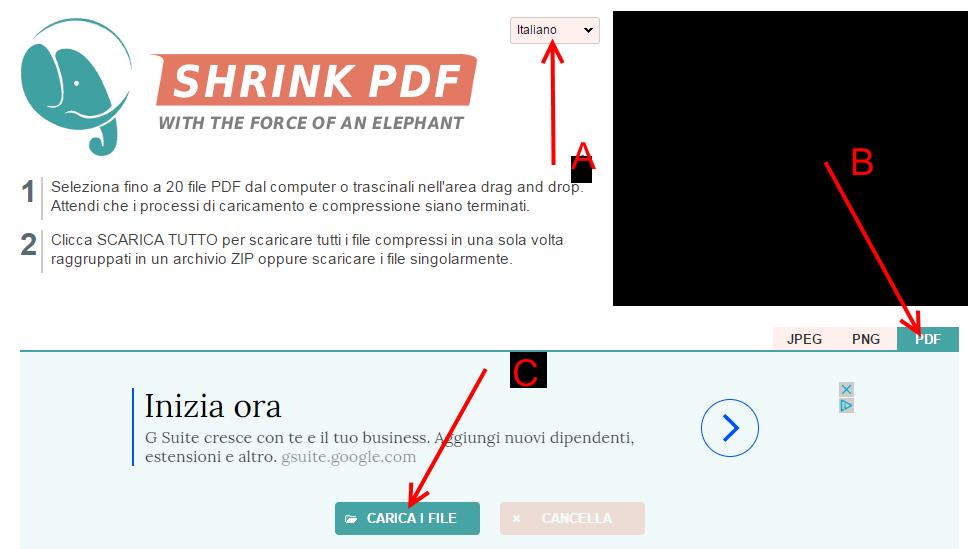 pdf ATTENZIONE: la procedura descritta non riduce il file in dimensione, si occupa