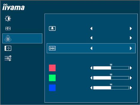 Color Settings Temp. Colore LUMINANCE COLOR SETTINGS ProLite XUB2595WSU IMAGE SETTINGS GAMMA GAMMA1 COLOR SETTINGS 6-AXIS HUE OSD COLOR TEMP.