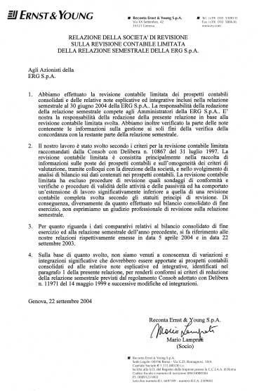 Relazione di revisione limitata della Società di Revisione