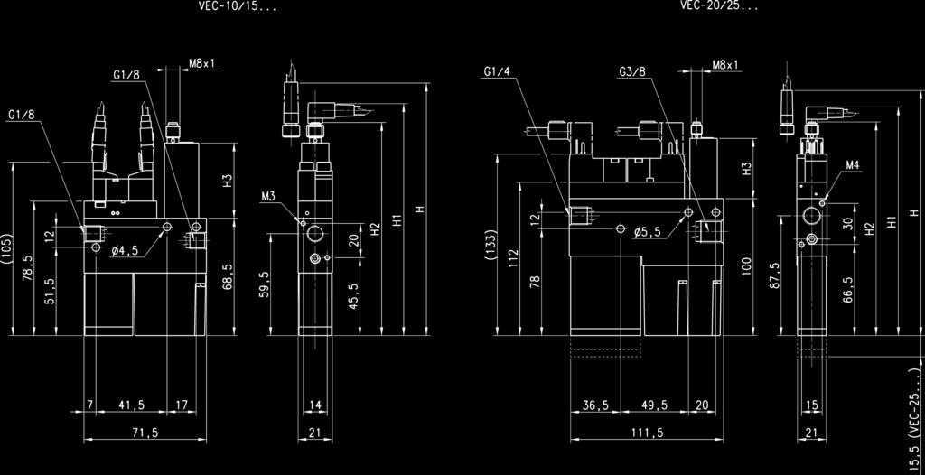 > Eiettori compatti Serie VEC CATALOGO > Release 8.8 EIETTORI VEC 10-1 - 20-2...D = SWD-V00-PA: Switch elettronico con display digitale, 2 uscite digitali.