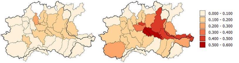 Le trasformazioni del territorio sono più marcate in alcune zone in cui si concentrano