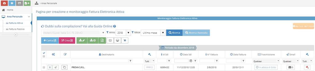 E possibile impostare Anno e Mese, che aggiornano l elenco cliccando su Ricerca.