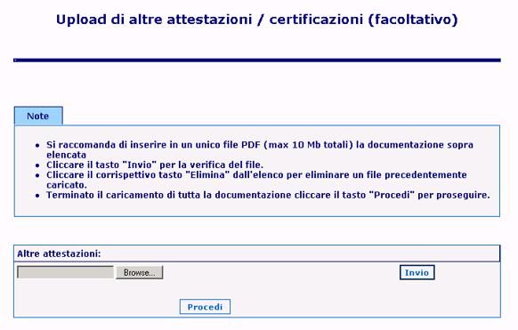 14) Quest ultima schermata ti permette di allegare ulteriore altra documentazione che ritieni possa essere utile ai fini