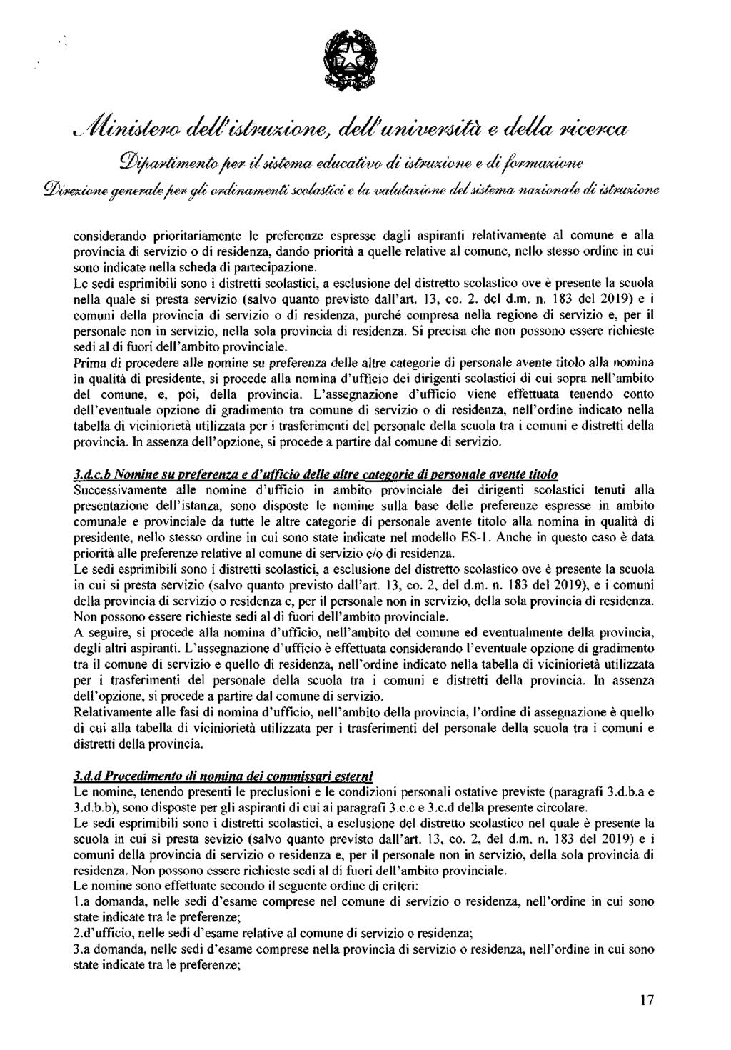 L~ddt~~ qz;~~d6idemaed~dt'~edi~ q)~rw~jwjtf~~ek~dc'~~~di~ ddt~ede//a~ considerando prioritariamente le preferenze espresse dagli aspiranti relativamente al comune e alla provincia di servizio o di