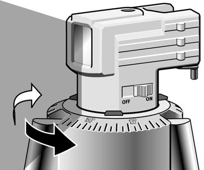 Scala 360 La linea laser verticale indica sulla scala a 360 della base l'angolo di rotazione del laser o della linea laser. Avvertenza: È importante centrare il laser a mezzo di una livella!
