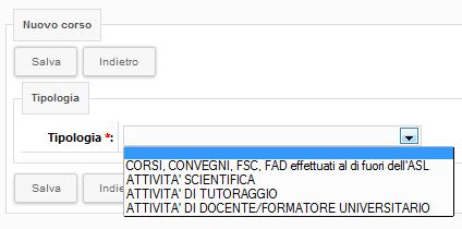 FORMAZIONE INDIVIDUALE Nella sezione Formazione Individuale l utente ha la possibilità di inserire i corsi di formazione frequentati individualmente al di fuori del piano formativo accreditato dalla