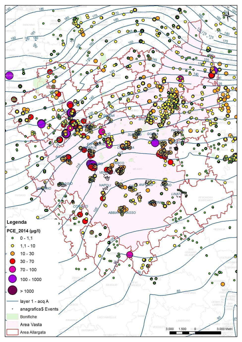 Identificazione di plumes e inquinamenti diffusi Lo studio di ARPA /RL e del Politecnico ha permesso di identificare e censire sia gli inquinamenti organizzati in plumes (inquinamenti concentrati),