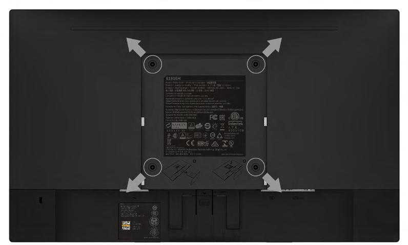 Montaggio a parete (optional) (Dimensioni della vite: M4 x 10 mm). Fare riferimento alle istruzioni in dotazione con il kit di montaggio della base compatibile VESA. 1. Collocare il monitor su un panno morbido o un cuscino su una tavolo piano stabile.