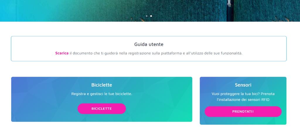 1.3. Prenotazione installazione sensori Una volta registrata la bici, si può prenotare l installazione dei sensori, che avviene mediante la sezione SENSORI della piattaforma, cliccando su PRENOTATI.