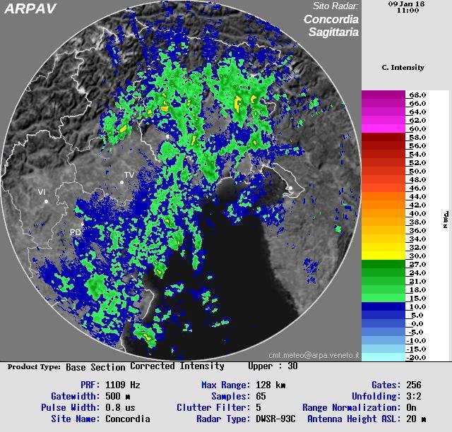 e persistenti, anche a carattere di rovescio o locale temporale, sulle zone montane e pedemontane. Figura 3 - h 2: solari di martedì 9.