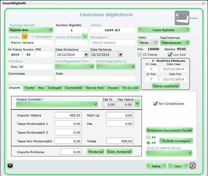 Biglietto Full Orientato maggiormente alla biglietteria di tipo Business Travel.