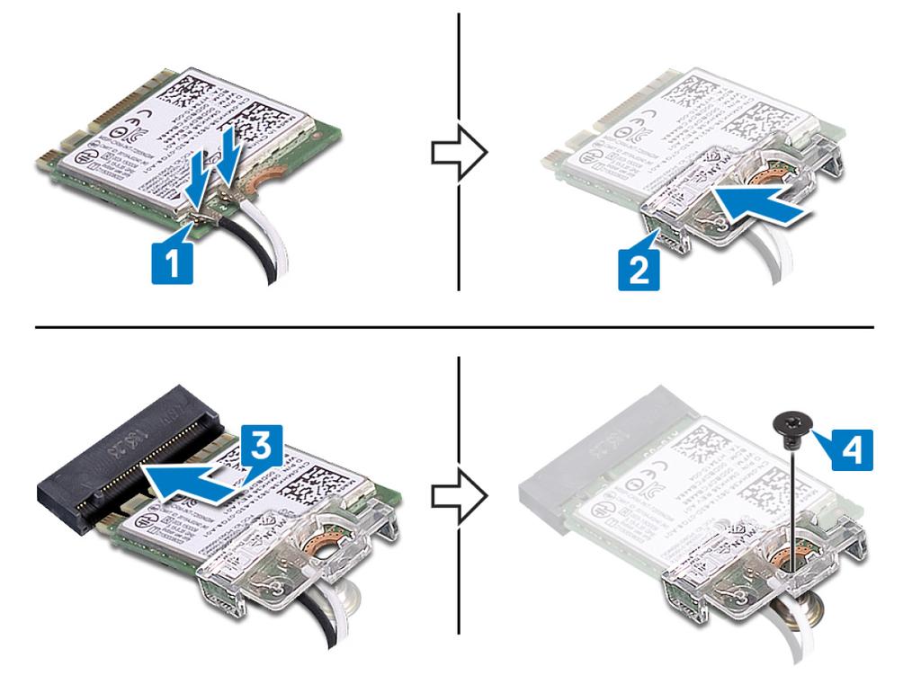 13 Ricollocamento della scheda per reti senza fili AVVERTENZA: Prima di effettuare interventi sui componenti interni del computer, leggere le informazioni sulla sicurezza fornite con il computer e