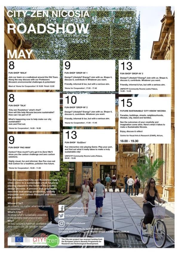 City-Zen Roadshow Nicosia May 8 th 15 th From 8 to 15 May the City Zen Roadshow promotes a vision of a sustainable city with zero carbon emissions and zero energy, with the participation of the