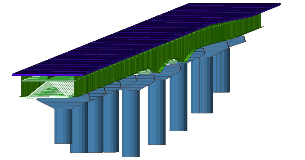 2.4 Descrizione modellazione del ponte La struttura in esame è stata modellata tramite il software di calcolo Midas Civil, come mostrato nella seguente Figura 37.