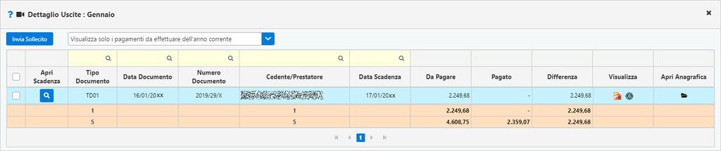 Cliccando nella sezione del Totale invece viene riportato un riepilogo annuale.