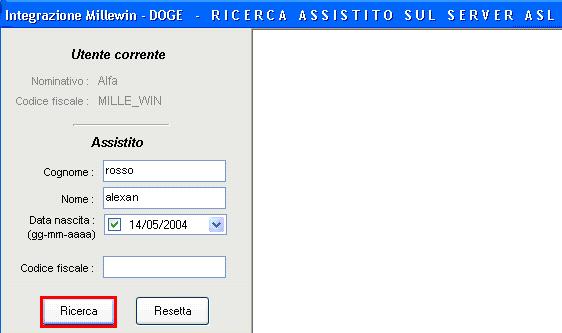 Dalla finestra Ricerca assistito sul Server ASL, sarà possibile effettuare la ricerca del paziente non appena il relativo servizio sarà reso disponibile dalla Azienda ULSS 20 di Verona Informazioni