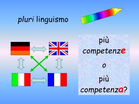 Il plurilinguismo rimanda in modo preciso alla competenza di chi è in grado di usare più di una lingua non solo, ma ci suggerisce un altra immagine, in cui le diverse lingue e le diverse