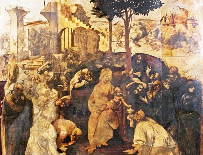 Adorazione dei magi, Leonardo da Vinci, 1481-1482, olio su tavola, 246 243 cm Il soggetto, l Epifania, è affrontato in maniera innovativa; i personaggi non sono più in prossimità di una capanna, ma