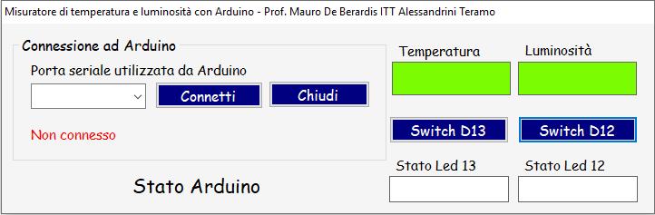 Arduino e Arduino + Visual C#: misuratore di temperatura e luminosità - Prof. Mauro De Berardis Pag.