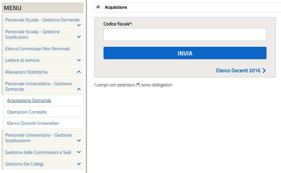 3.6.1 Acquisizione Domande Attraverso questa funzione è possibile effettuare l acquisizione delle domande a sistema.