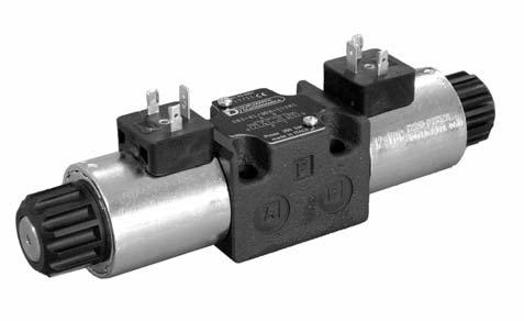 41 150/211 ID ELETTROVALVOLA DIREZIONALE A COMANDO DIRETTO ATTACCHI A PARETE ISO 4401-03 (CETOP 03) p max 350 bar Q max 100 l/min PIANO DI POSA ISO 4401-03-02-0-05 (CETOP 4.2-4-03-350) 40.5 33 30.